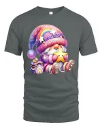 Cute Rainbow Gnome Star Hug Kawaii Magic Graphic T-Shirt - gray t-shirt on white background