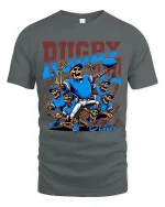Skeleton Rugby Team Club Action Graphic Funny Sport T-Shirt - gray t-shirt on white background