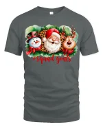 Christmas Squad Goals Santa Reindeer Snowman Fun T-Shirt - gray t-shirt on white background
