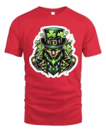 Fierce Leprechaun Shamrock Warrior St Patrick Graphic T-Shirt - red t-shirt on white background