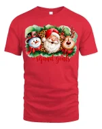 Christmas Squad Goals Santa Reindeer Snowman Fun T-Shirt - red t-shirt on white background