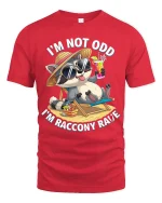 Funny Raccoon Vacation I’m Racc Onny Rave Relax Tee - red t-shirt on white background