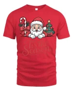 Cute Santa Tis the Season Christmas Cheer Graphic T-Shirt - red t-shirt on white background
