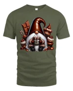 Cute Chocolate Gnome Dessert Lover Sweet Treats T-Shirt - military green t-shirt on white background
