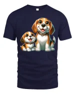 Cute Beagle Dog Family Happy Puppy Friends Graphic T-Shirt - navy t-shirt on white background
