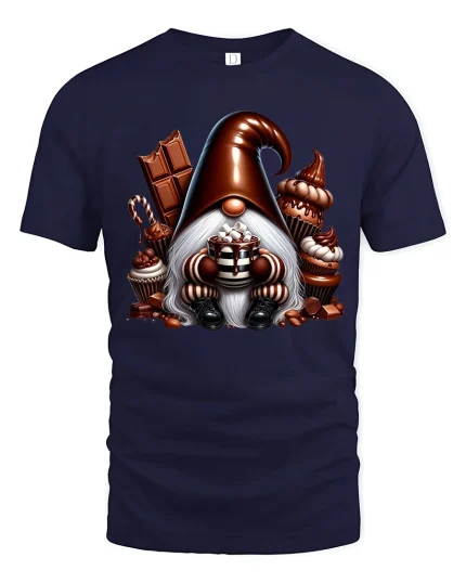 Cute Chocolate Gnome Dessert Lover Sweet Treats T-Shirt - navy t-shirt on white background