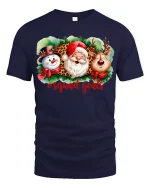 Christmas Squad Goals Santa Reindeer Snowman Fun T-Shirt - navy t-shirt on white background