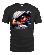 Fiery Eagle Eye Tee Bold Fierce Bird Graphic Art Design - black t-shirt on white background