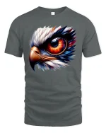 Fiery Eagle Eye Tee Bold Fierce Bird Graphic Art Design - gray t-shirt on white background
