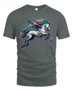 Vibrant Splash Art Unicorn Fantasy Graphic Tee - gray t-shirt on white background