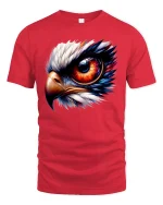 Fiery Eagle Eye Tee Bold Fierce Bird Graphic Art Design - red t-shirt on white background