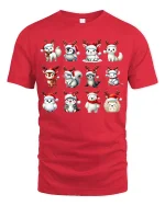 Cute Christmas Animal Squad Tee Adorable Holiday Critter Art - red t-shirt on white background