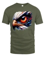 Fiery Eagle Eye Tee Bold Fierce Bird Graphic Art Design - military green t-shirt on white background