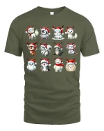 Cute Christmas Animal Squad Tee Adorable Holiday Critter Art - military green t-shirt on white background