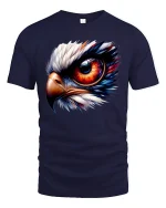 Fiery Eagle Eye Tee Bold Fierce Bird Graphic Art Design - navy t-shirt on white background