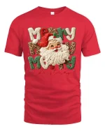 Merry Christmas Santa Yarn Art Cute Holiday Graphic T-Shirt - red t-shirt on white background