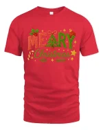 Merry Christmas Tree Yarn Art Cute Holiday Festive Graphic T-Shirt - red t-shirt on white background