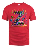 Colorful Letter Z Music Notes Microphone Graphic Art T-Shirt - red t-shirt on white background