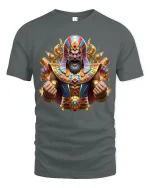 Epic Pharaoh Warrior Tee with Vibrant Egyptian Battle Art - gray t-shirt on white background