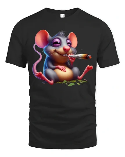 Funny Chill Mouse Cartoon Graphic Relaxed Vibes T Shirt - black t-shirt on white background