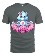Cute Grumpy Bear Sitting On Cloud Jenn Name Graphic Tee - gray t-shirt on white background