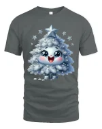Cute Sparkle Christmas Tree Character Graphic T Shirt - gray t-shirt on white background