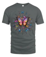 Enchanting Butterfly Web Surreal Graphic Tee - gray t-shirt on white background