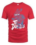 Cyber Bunny Do It Futuristic Street Art Graphic Tee Shirt - red t-shirt on white background