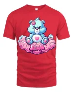 Cute Grumpy Bear Sitting On Cloud Jenn Name Graphic Tee - red t-shirt on white background