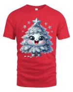 Cute Sparkle Christmas Tree Character Graphic T Shirt - red t-shirt on white background