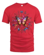Enchanting Butterfly Web Surreal Graphic Tee - red t-shirt on white background