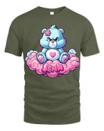 Cute Grumpy Bear Sitting On Cloud Jenn Name Graphic Tee - military green t-shirt on white background