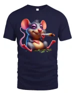 Funny Chill Mouse Cartoon Graphic Relaxed Vibes T Shirt - navy t-shirt on white background