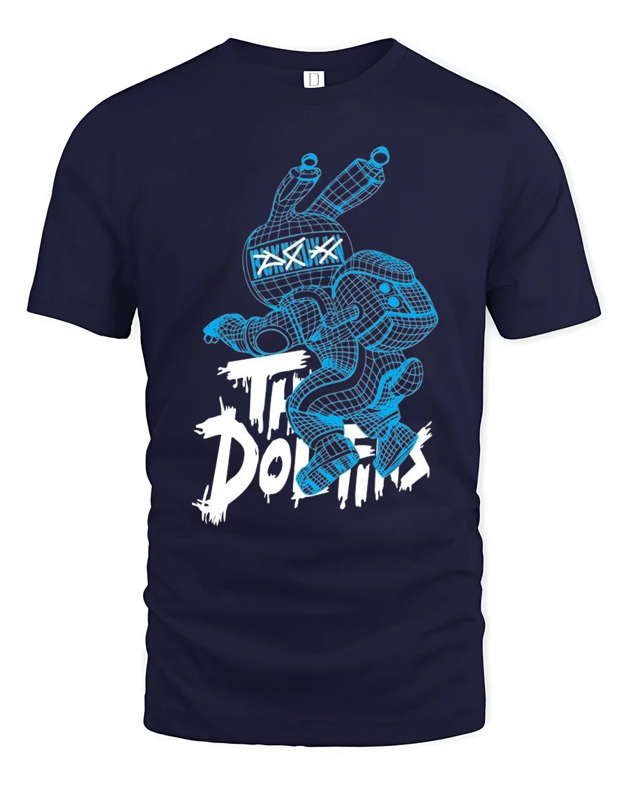 Cyber Bunny Do It Futuristic Street Art Graphic Tee Shirt - 1 Cyber Bunny Do It Futuristic Street Art Graphic Tee Shirt - navy t-shirt on white background