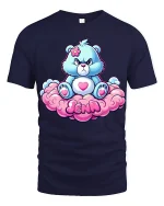 Cute Grumpy Bear Sitting On Cloud Jenn Name Graphic Tee - navy t-shirt on white background