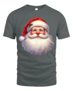 Smiling Santa Face T Shirt Classic Christmas Cheer Graphic Tee - gray t-shirt on white background