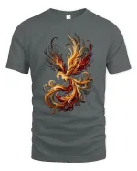 Abstract Fire Phoenix Art T Shirt Elegant Flame Motion Graphic Tee - gray t-shirt on white background