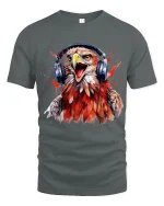 Rocking Eagle Headphones Art T Shirt Loud Music Freedom Graphic Tee - gray t-shirt on white background