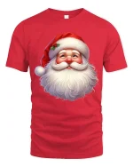 Smiling Santa Face T Shirt Classic Christmas Cheer Graphic Tee - red t-shirt on white background