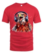 Rocking Eagle Headphones Art T Shirt Loud Music Freedom Graphic Tee - red t-shirt on white background