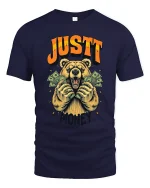 Just Money Bear T Shirt Funny Rich Bear Cash Graphic Tee - navy t-shirt on white background