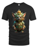 Mystical Forest Creature Guardian Art Tee Fantasy Graphic TShirt - black t-shirt on white background