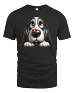 Cute Puppy With Ladybug Nose Tee Adorable Dog Cartoon Graphic TShirt - black t-shirt on white background