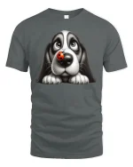 Cute Puppy With Ladybug Nose Tee Adorable Dog Cartoon Graphic TShirt - gray t-shirt on white background
