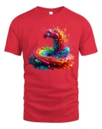 Color Explosion Abstract Art Tee Psychedelic Paint Swirl T-Shirt - red t-shirt on white background