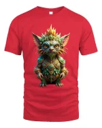 Mystical Forest Creature Guardian Art Tee Fantasy Graphic TShirt - red t-shirt on white background