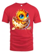 Cute Baby Dragon Hatching Art Tee Adorable Fantasy Graphic TShirt - red t-shirt on white background