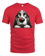 Cute Puppy With Ladybug Nose Tee Adorable Dog Cartoon Graphic TShirt - red t-shirt on white background