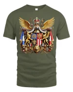 Royal Heraldic Crest Emblem Art Tee Luxury Vintage Graphic TShirt - military green t-shirt on white background
