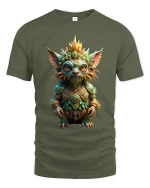 Mystical Forest Creature Guardian Art Tee Fantasy Graphic TShirt - military green t-shirt on white background